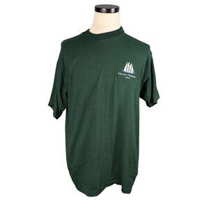 Vintage Fruit Of The Loom XL Schooner "Challenge" Crew Green T-Shirt 100% Cotton